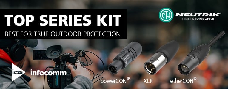 Neutrik took up the challenge and developed a new line of TRUE OUTDOOR PROTECTION (TOP) products for demanding outdoor applications. This new range includes the popular powerCON TRUE1, etherCON and XLR series.
